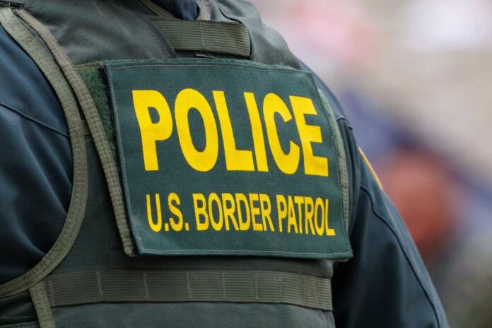 shutterstock_2331437679.jpg featured image Back of US Border Patrol officers vest