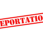 Red deportation stamp on white background