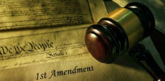 Gavel and Constitution with 1st Amendment