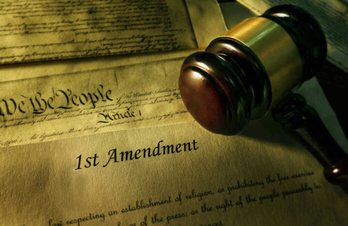 Gavel and Constitution with 1st Amendment