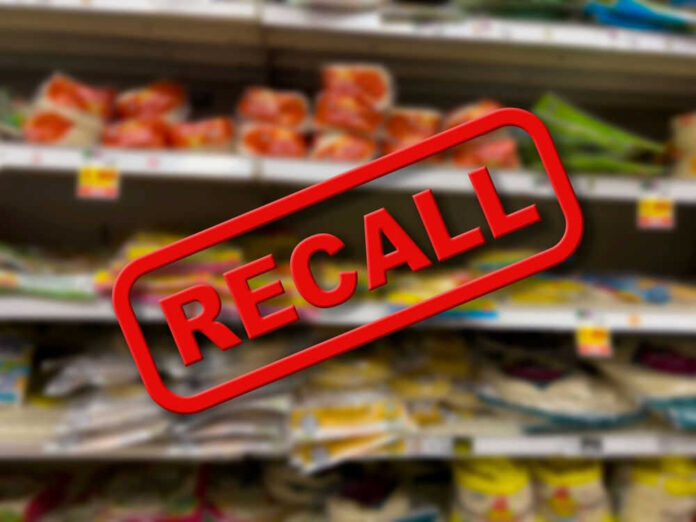 Recall notice over grocery store shelves