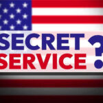 Secret Service text over American flag background.