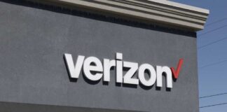 Exterior view of a Verizon store with prominent signage