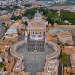Aerial view of St Peters Basilica and Vatican City
