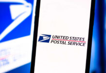Logo of the United States Postal Service displayed on a smartphone screen