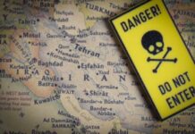 Iran Sleeper Cells Triggered Now A danger sign placed over a map of the Middle East