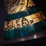 Close-up of the FIFA World Cup trophy showcasing its intricate design
