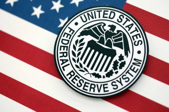 Kyiv,,Ukraine,-,October,7,,2025,Us,Federal,Reserve,System Federal Reserve System emblem on an American flag background