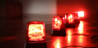 Massive Wilderness Hunt, Zero Clues Red emergency lights on dark floor, illuminating the area.