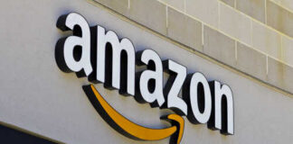 Amazon logo displayed on a storefront