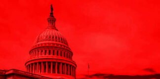 Congressman Missed 100 Votes — No Rules Broken? United States Capitol building under red-tinted sky.