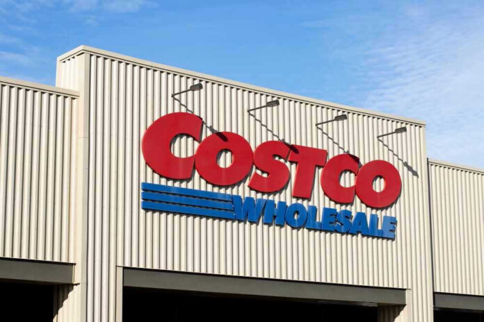 Costco Wholesale store front with logo visible.