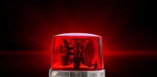 Deadly Horror: American Tourists Killed In Fireball Red emergency beacon light on a dark background