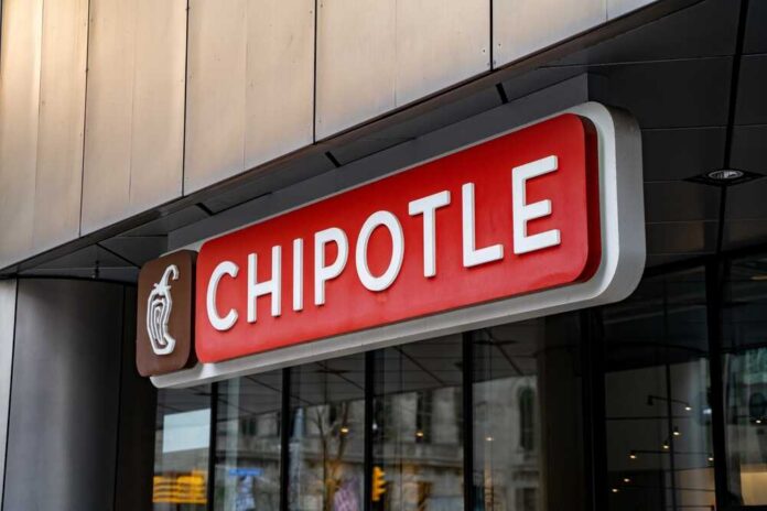 restaurant storefront sign with red panel and logo