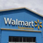 Walmart Supercentre exterior with blue facade and logo