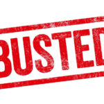 Red Busted stamp on white background