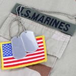 US Marines uniform with boots and dog tags